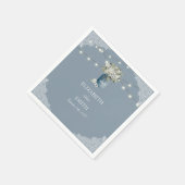Serviette En Papier Dusty Blue Country Combiné Blanc Mariage dentelle (Coin)