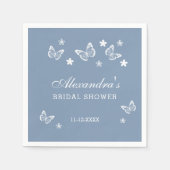 Serviette En Papier Dusty Blue Daisy White Butterfly Fête des mariées (Devant)