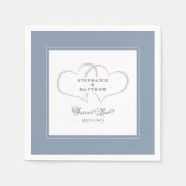 Serviette En Papier Dusty Blue élégant Coeurs de mariage pour toujours (Devant)
