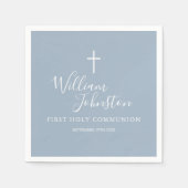 Serviette En Papier Dusty Blue Elegant First Holy Communion Napkins (Devant)
