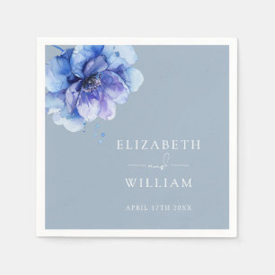 Serviette En Papier Dusty Blue élégant Mariage botanique moderne