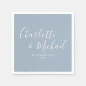 Serviette En Papier Dusty Blue Elegant Mariage de signature (Devant)