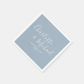 Serviette En Papier Dusty Blue Elegant Mariage de signature (Coin)