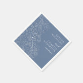Serviette En Papier Dusty Blue élégant Mariage floral (Coin)