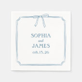 Serviette En Papier Dusty Blue Elegant Whimsical Simple Bow Mariage (Devant)