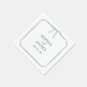 Serviette En Papier Dusty Blue Elegant Whimsical Simple Bow Mariage (Coin)