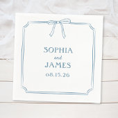 Serviette En Papier Dusty Blue Elegant Whimsical Simple Bow Mariage