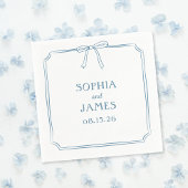 Serviette En Papier Dusty Blue Elegant Whimsical Simple Bow Mariage