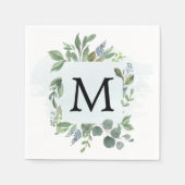 Serviette En Papier Dusty Blue Eucalyptus Monogram Cocktail Napkin (Devant)