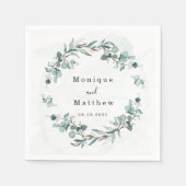 Serviette En Papier Dusty Blue Eucalyptus Vert Mariage rustique (Devant)