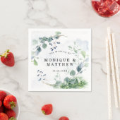 Serviette En Papier Dusty Blue Eucalyptus Vert Mariage rustique (En situation)