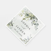 Serviette En Papier Dusty Blue Eucalyptus Vert Mariage Succulent (Coin)