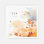 Serviette En Papier Dusty Blue Fall quitte Monogram Mariage (Devant)