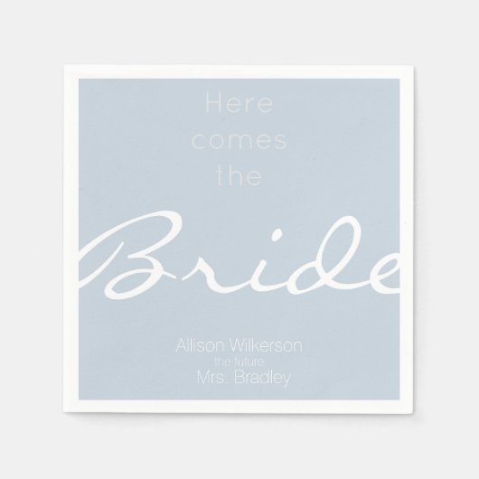Serviette En Papier Dusty Blue Fête des mariées voici la mariée (Devant)