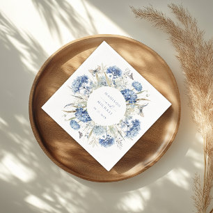Serviette En Papier Dusty Blue Fleur sauvage Floral Boho Mariage
