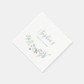 Serviette En Papier Dusty Blue Fleur sauvage Rustic Boho Fête des mari (Coin)