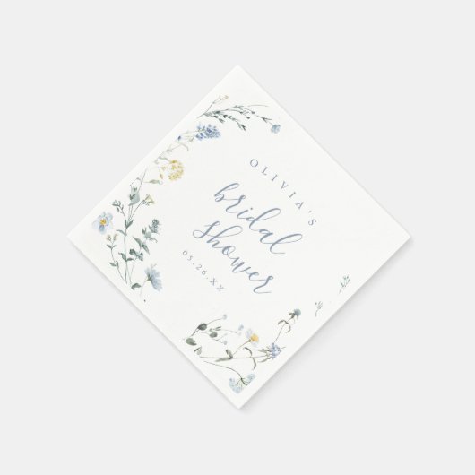 Serviette En Papier Dusty Blue Fleur Sauvage Rustique Bohème Shower de (Coin)