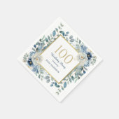 Serviette En Papier Dusty Blue Floral 100e anniversaire (Coin)