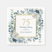 Serviette En Papier Dusty Blue Floral 75e anniversaire (Devant)