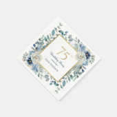 Serviette En Papier Dusty Blue Floral 75e anniversaire (Coin)