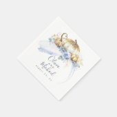 Serviette En Papier Dusty Blue Floral Citrouille mignonne Fall Party (Coin)