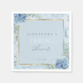 Serviette En Papier Dusty Blue Floral Hydrangea Fête des mariées (Devant)