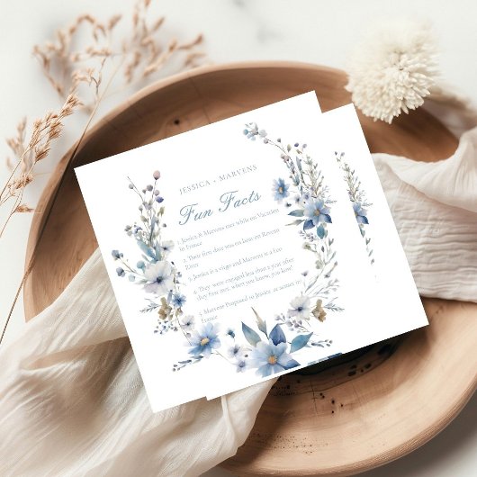 Serviette En Papier Dusty Blue Floral verdure faits amusants mariage
