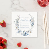 Serviette En Papier Dusty Blue Floral verdure faits amusants mariage (En situation)