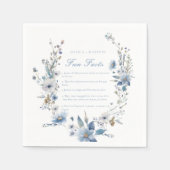 Serviette En Papier Dusty Blue Floral verdure faits amusants mariage (Devant)