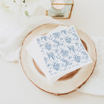 Serviette En Papier Dusty Blue Floral Vintage Teddy Bear Baby shower<br><div class="desc">Baby shower floral bleu foncé</div>
