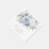 Serviette En Papier Dusty Blue Florals Félicitations Mme Mme Gay Maria (Coin)