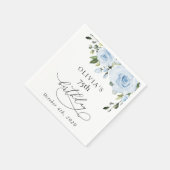 Serviette En Papier Dusty Blue Flowers, Greenery, Boho, Birthday (Coin)