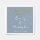 Serviette En Papier Dusty Blue & Gold Foil Mariage (Devant)
