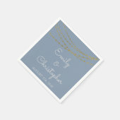 Serviette En Papier Dusty Blue & Gold Foil Mariage (Coin)