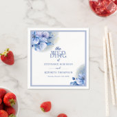 Serviette En Papier Dusty Blue Gold Parties scintillant Élégant Mariag (En situation)