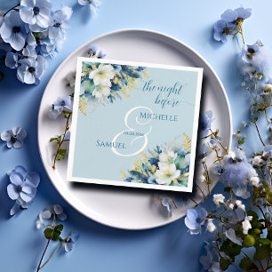 Serviette En Papier Dusty Blue Gold Parties scintillant Floral La nuit