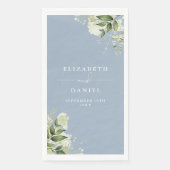 Serviette En Papier Dusty Blue Greenery Floral Elégant Mariage (Devant)