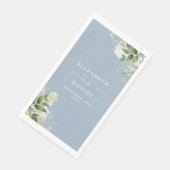 Serviette En Papier Dusty Blue Greenery Floral Elégant Mariage (Coin)