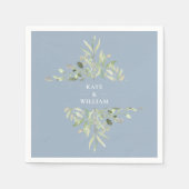 Serviette En Papier Dusty Blue Greenery Foliage Mariage (Devant)