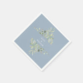 Serviette En Papier Dusty Blue Greenery Foliage Mariage (Coin)