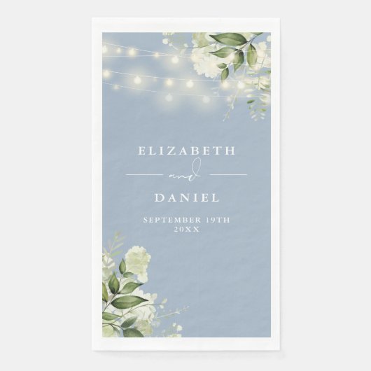 Serviette En Papier Dusty Blue Greenery String Mariage (Devant)