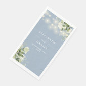Serviette En Papier Dusty Blue Greenery String Mariage (Coin)