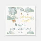 Serviette En Papier Dusty Blue Hot Air Balloon thème Anniversaire Garç (Devant)