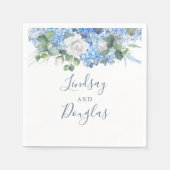 Serviette En Papier Dusty Blue Hydrangea Floral Greenery Élégant (Devant)