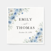 Serviette En Papier Dusty Blue Ivory Wedding Napkin (Devant)