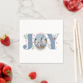Serviette En Papier Dusty blue Joy, baies photo de Noël (En situation)