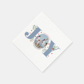 Serviette En Papier Dusty blue Joy, baies photo de Noël (Coin)
