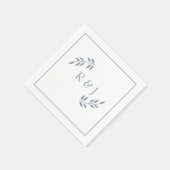Serviette En Papier Dusty Blue Leaf Monograms Ampersand Mariage tendan (Coin)