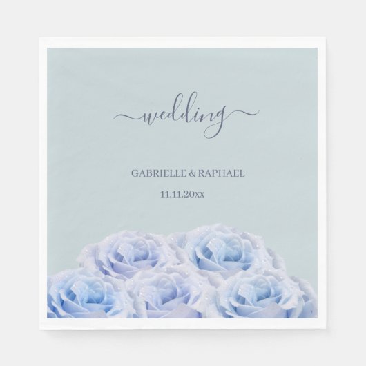 Serviette En Papier Dusty Blue Lilac Rose Sage Green Mariage élégant (Devant)