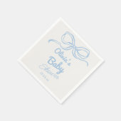 Serviette En Papier Dusty Blue Main Écrite Tirée Bow Baby Boy Douche (Coin)